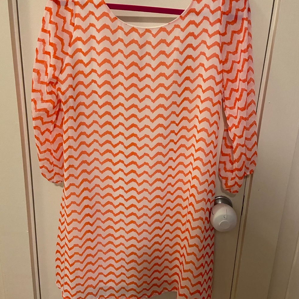 Orange and White Chevron Dress